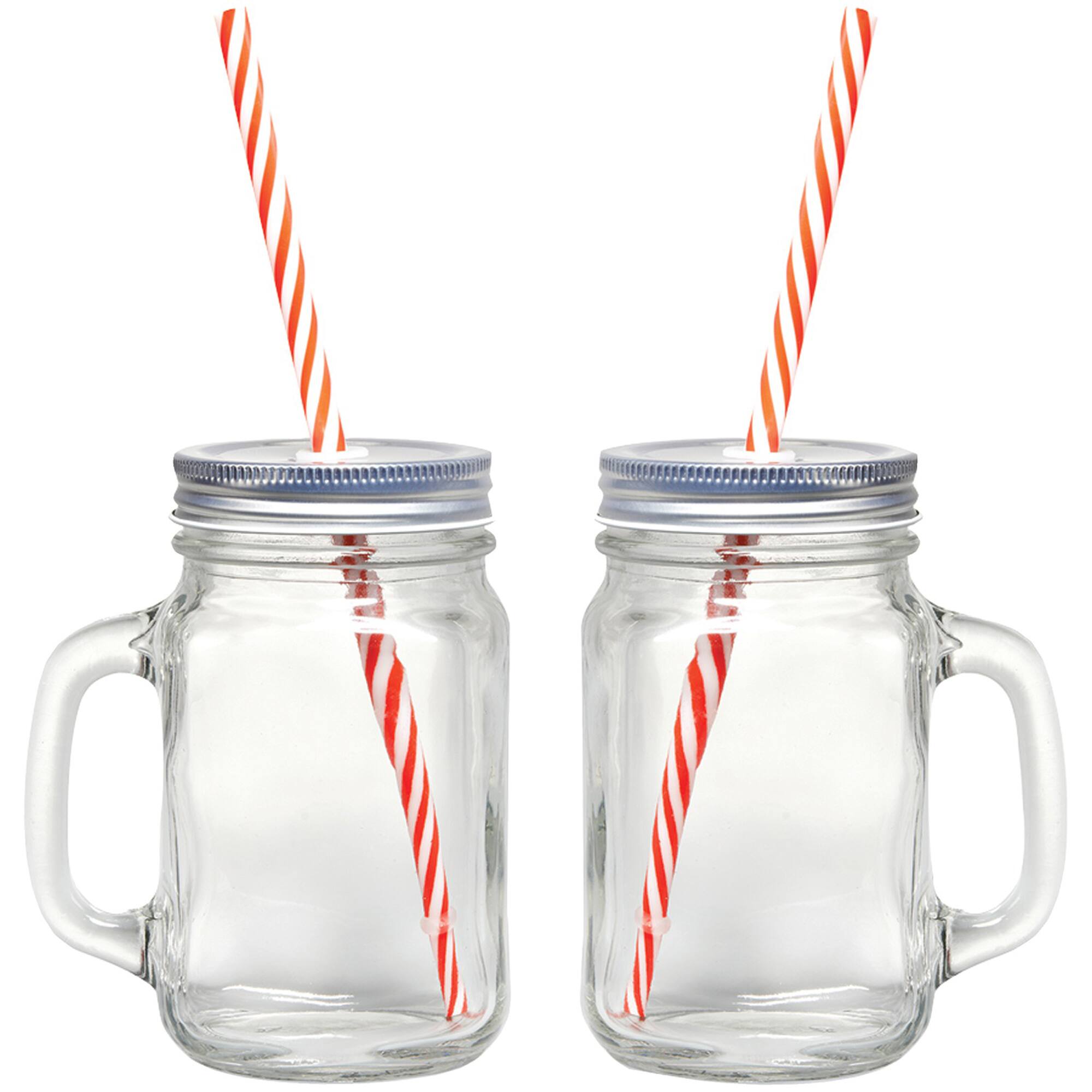 Gourmet by Starfrit 16oz. Mason Jar Mugs with Straws, 2ct.